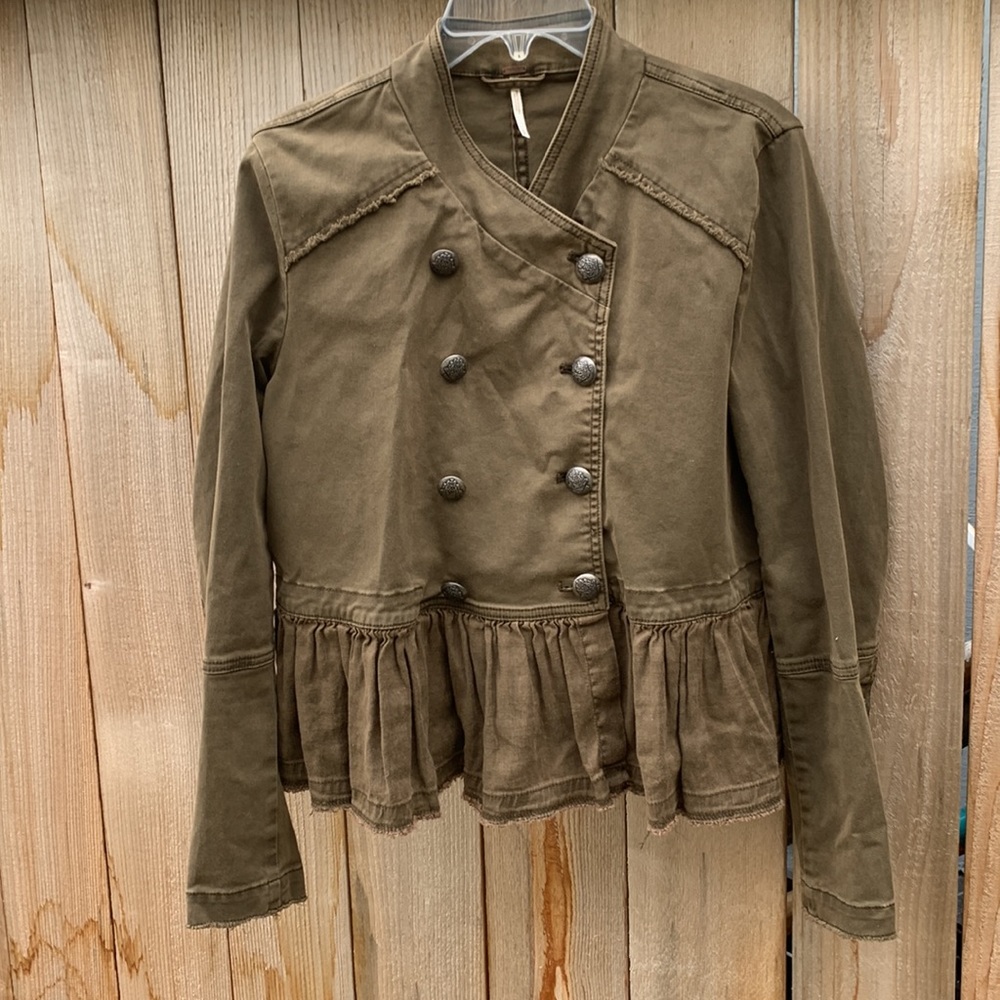 Free People military jacket romantic army green